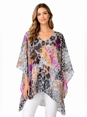 Joan Vass Women's Multicolor Animal Print Beach Cover Up One Size